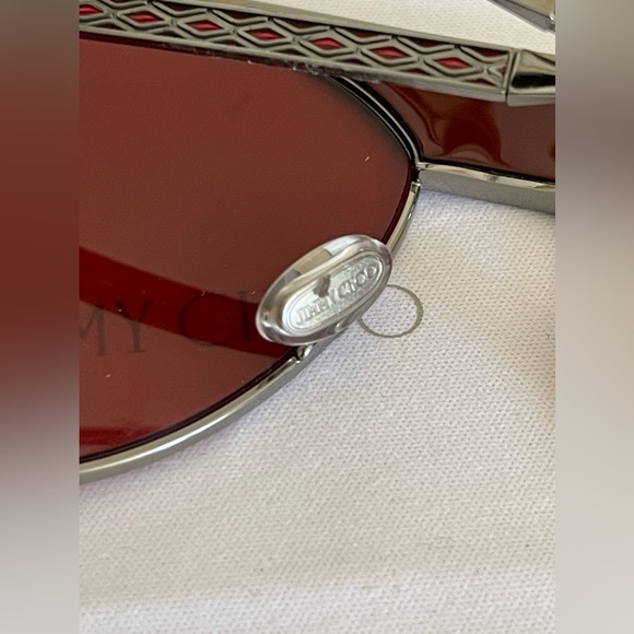 NEW Jimmy Choo Ave aviator sunglasses silver frame red lenses - Picture 10 of 14